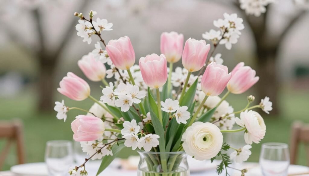 spring wedding centerpieces with tulips and cherry blossoms spring wedding centerpieces with tulips and cherry blossoms