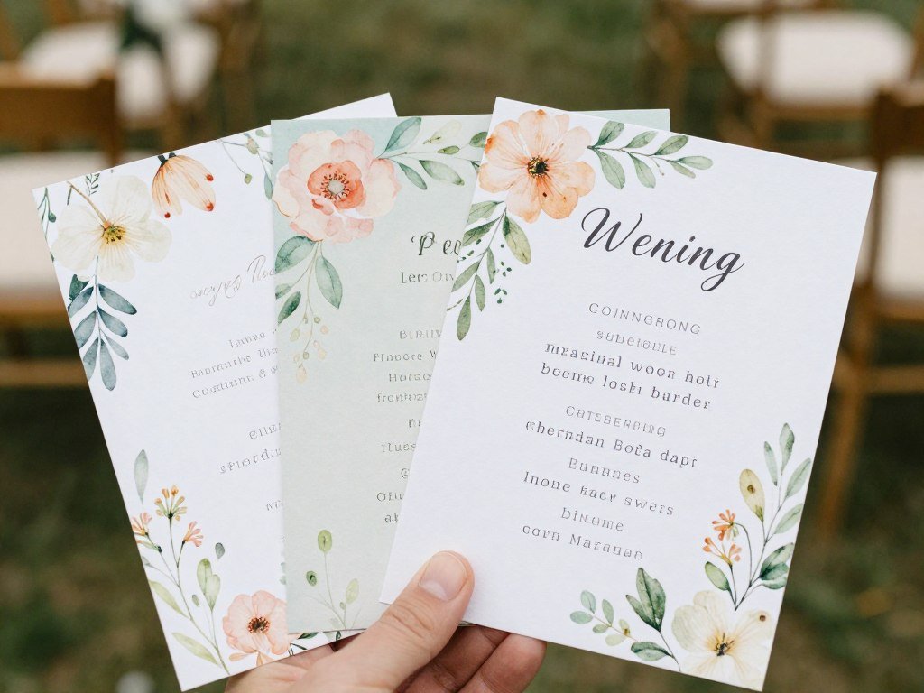 spring wedding program with floral watercolor design spring wedding program with floral watercolor design