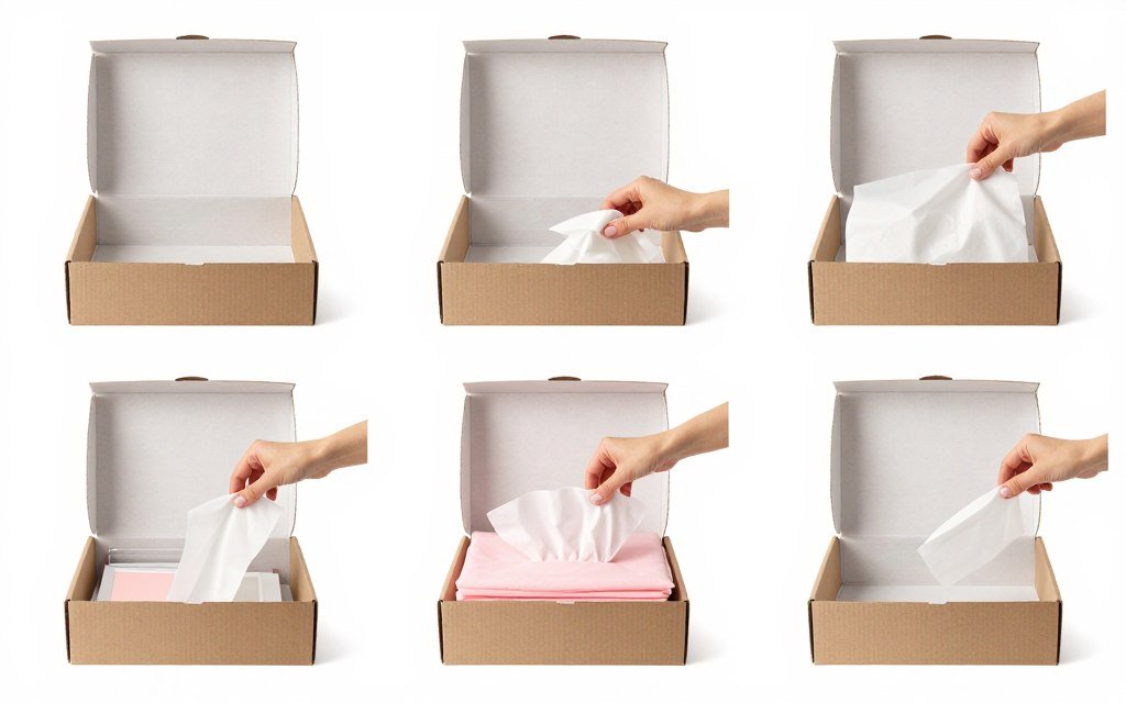 step by step assembly process of spa bridesmaid box showing layering technique