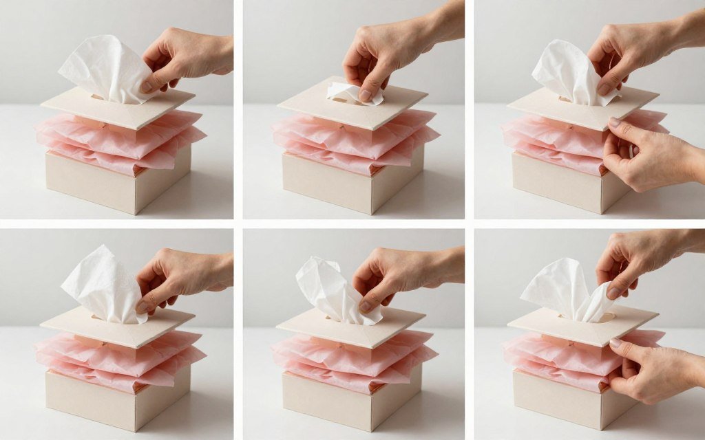 step by step layering process inside bridesmaid gift box