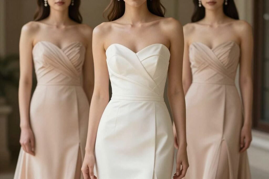 strapless bridesmaid dress with sweetheart neckline