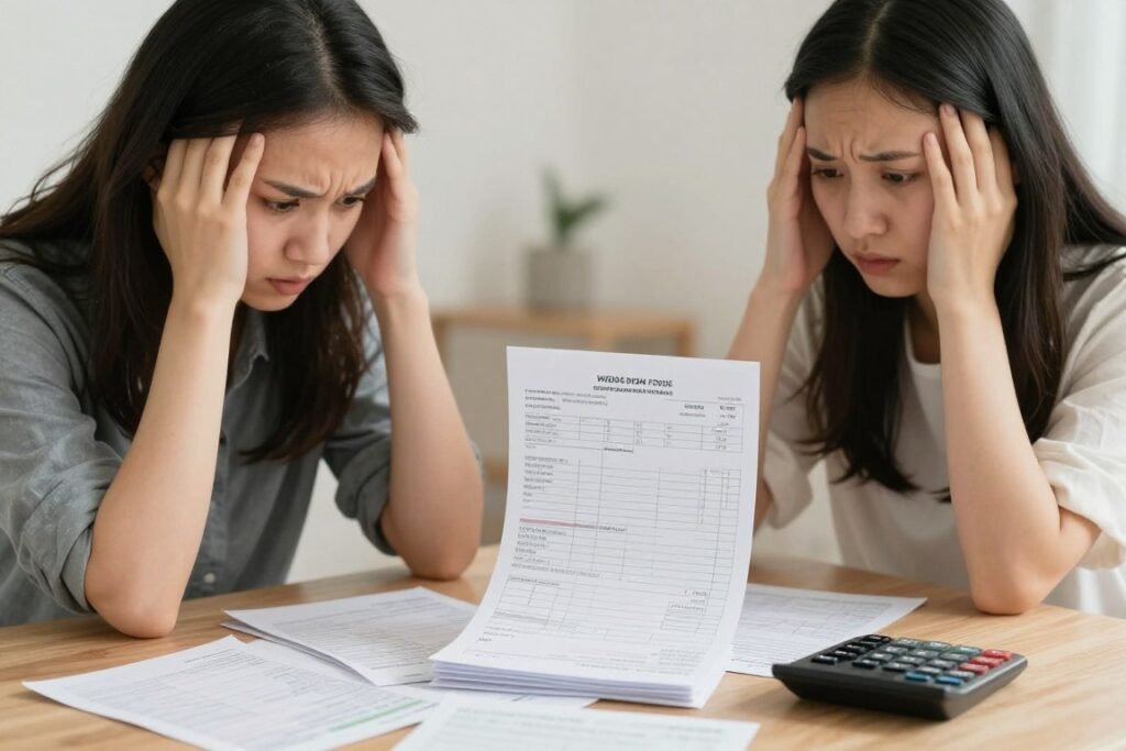 stressed couple reviewing wedding bills stressed couple reviewing wedding bills