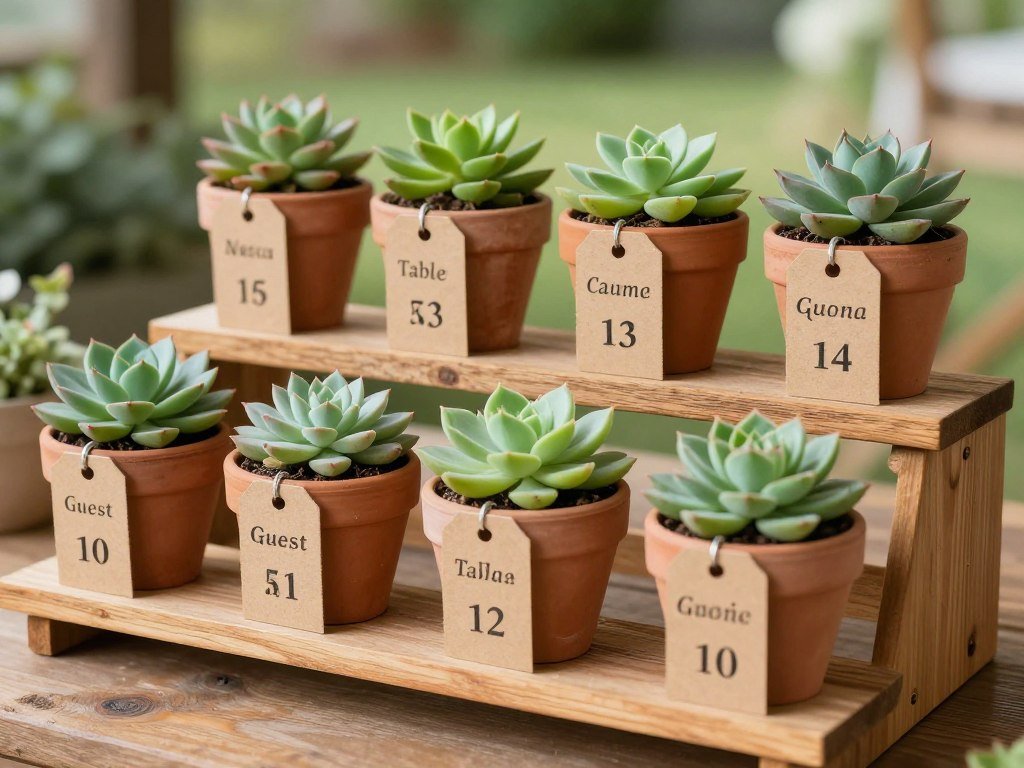 succulent plants as wedding escort cards with name tags succulent plants as wedding escort cards with name tags