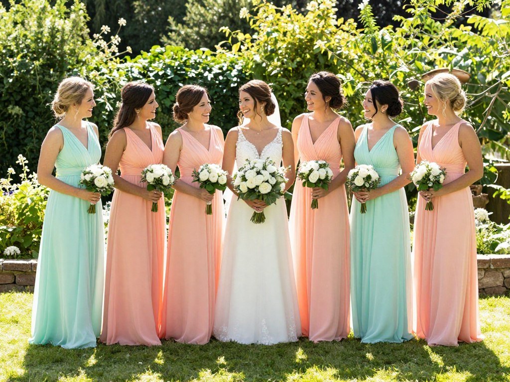summer pastel bridesmaid dresses at garden venue summer pastel bridesmaid dresses at garden venue