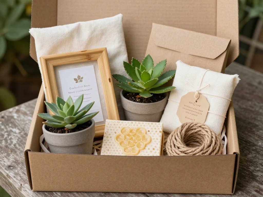 sustainable eco-friendly bridesmaid proposal box with natural items