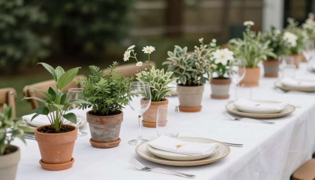 sustainable eco-friendly wedding setup with natural elements