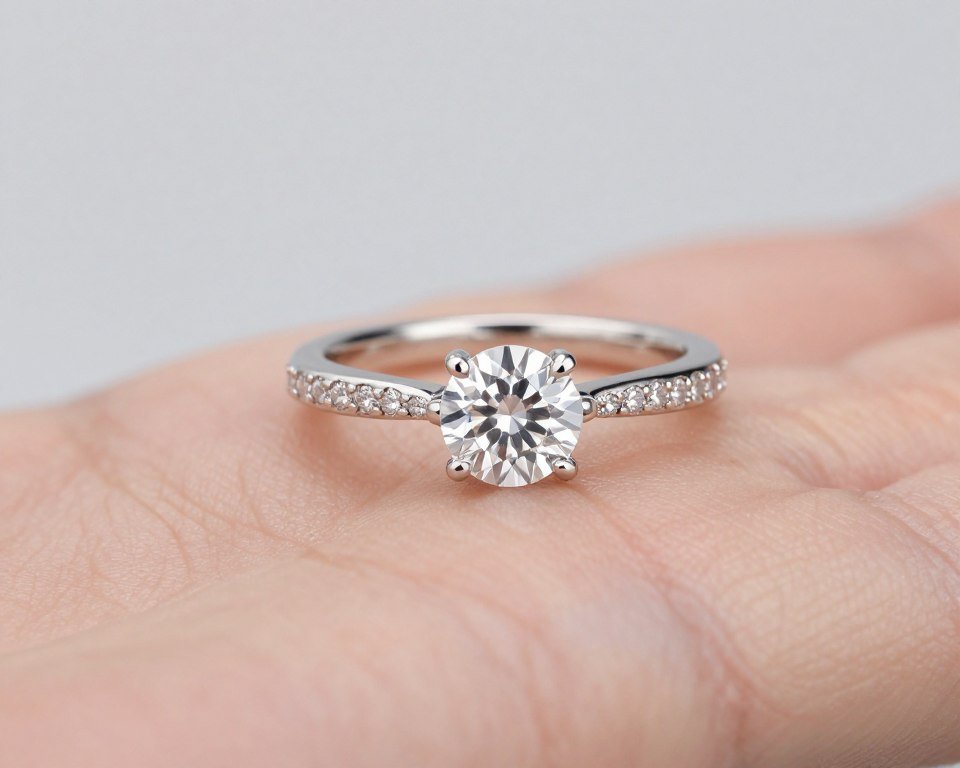 symmetrical ring stack with engagement ring centered between matching bands