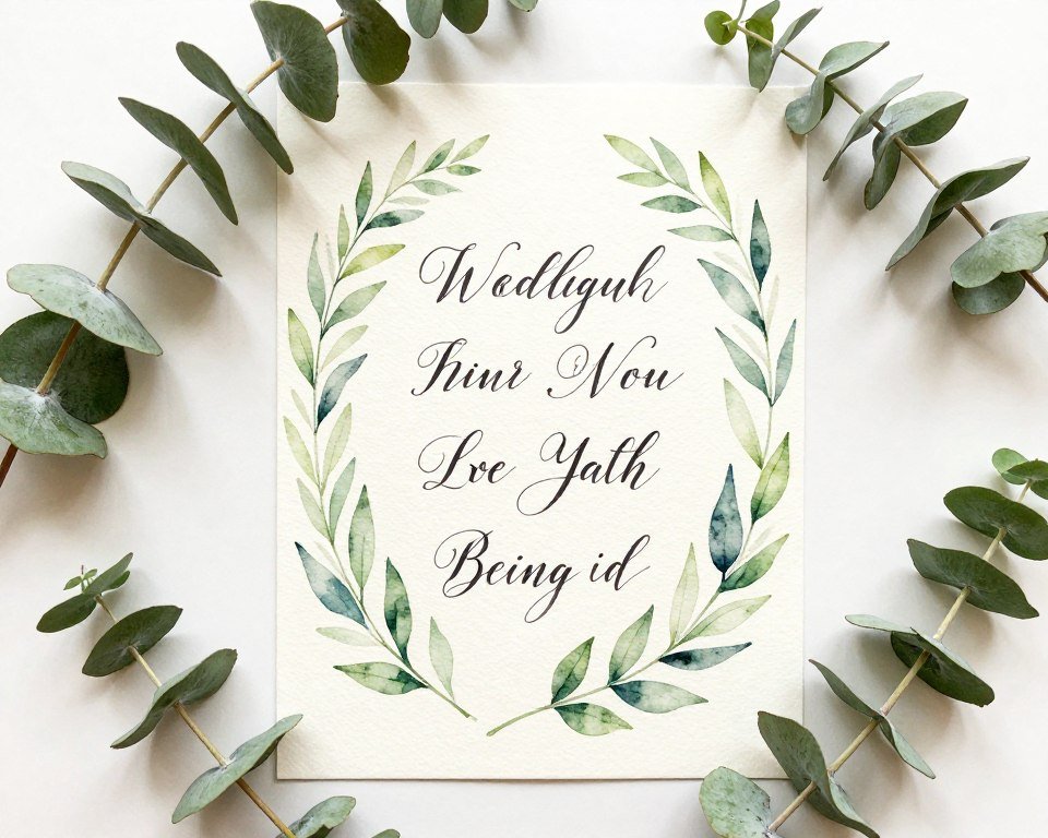 table number card with watercolor botanical illustration