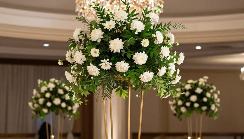 tall dramatic wedding centerpieces on elevated stands tall dramatic wedding centerpieces on elevated stands