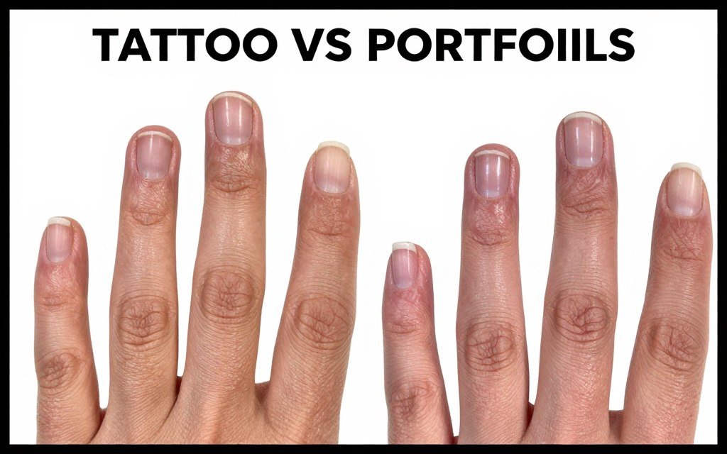 tattoo portfolio showing progression from fresh to healed finger tattoos