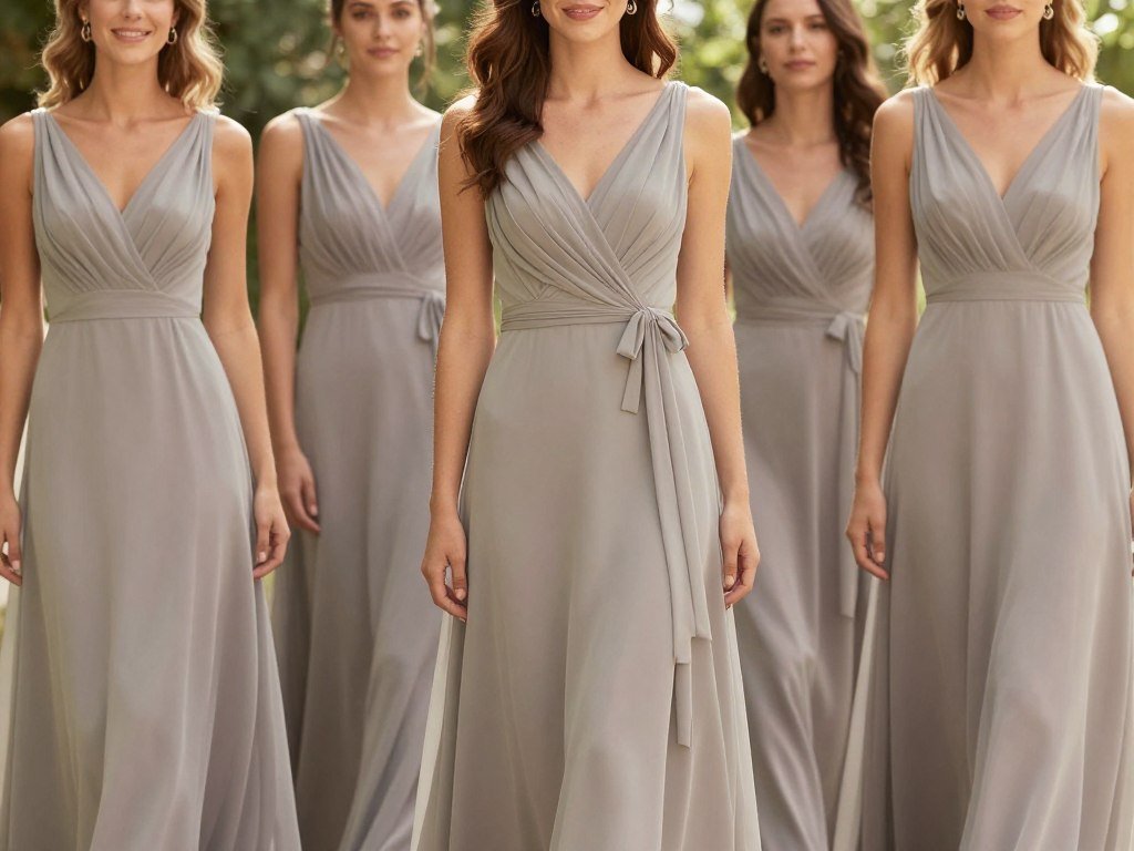 taupe gray bridesmaid dresses modern wedding