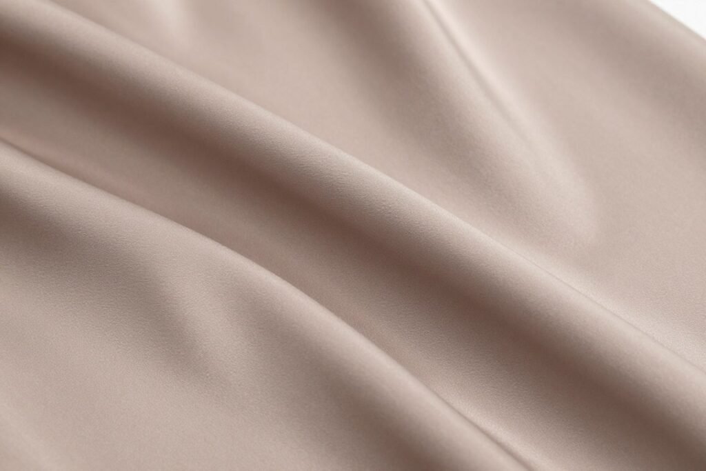 taupe satin bridesmaid dress fabric detail