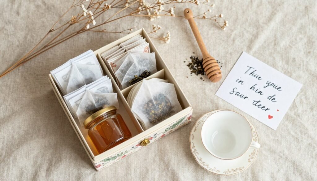 tea gift set arranged for bridesmaid proposal