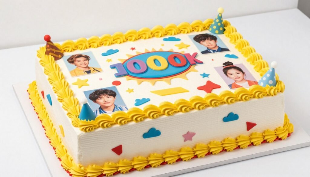 themed party cake with 2000s decorative elements