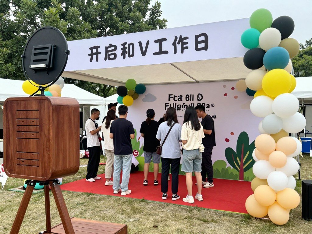 themed photobooth at outdoor festival event