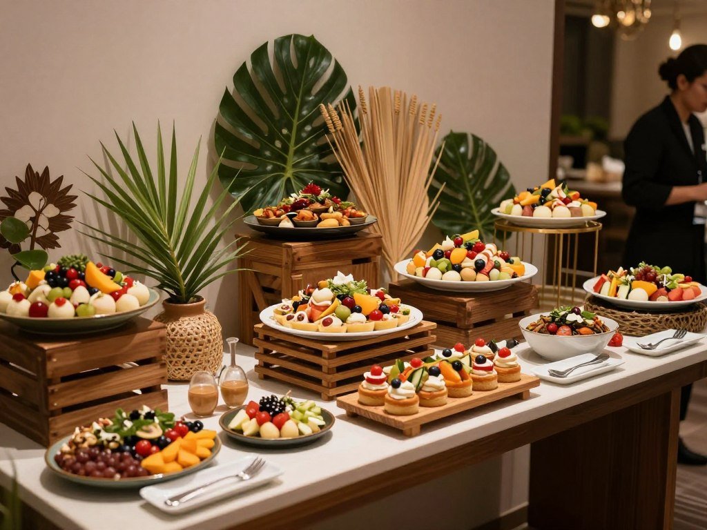 themed wedding food station with cultural cuisine