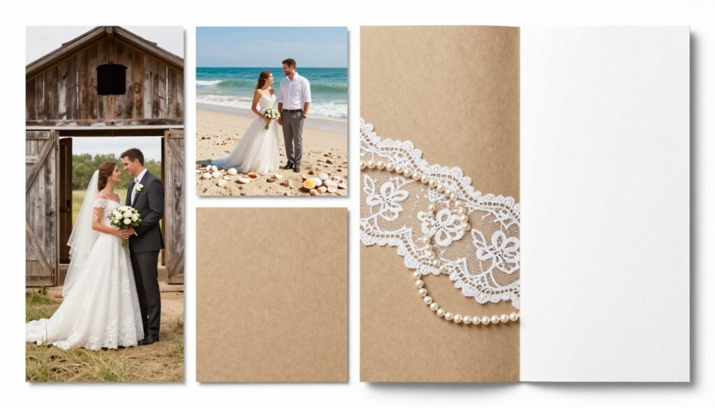 themed wedding scrapbook pages for different wedding styles