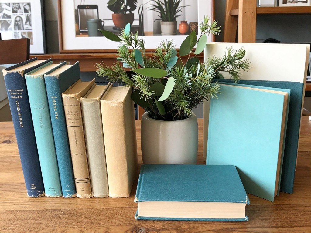 thrift store books arranged as budget centerpiece thrift store books arranged as budget centerpiece