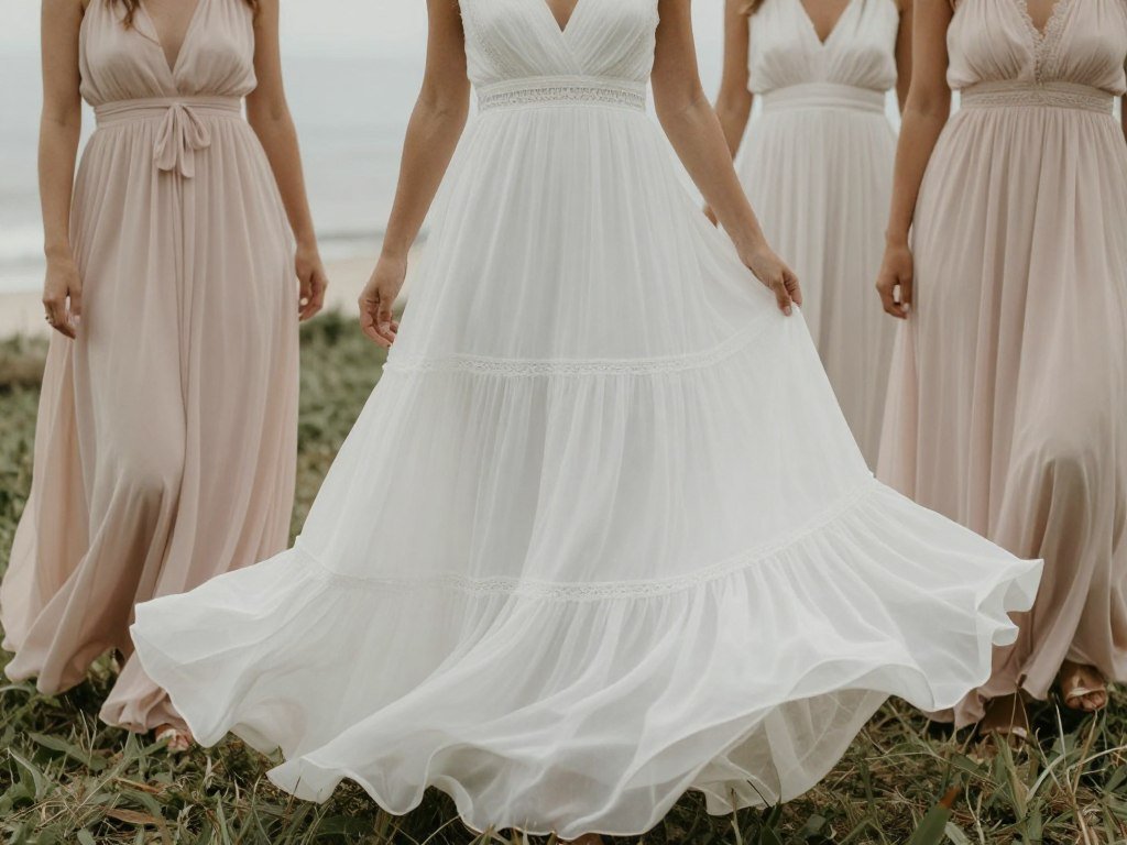 tiered white bridesmaid dress bohemian style