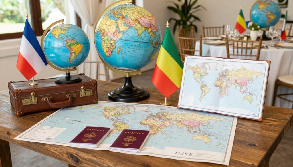travel-inspired wedding theme with global elements
