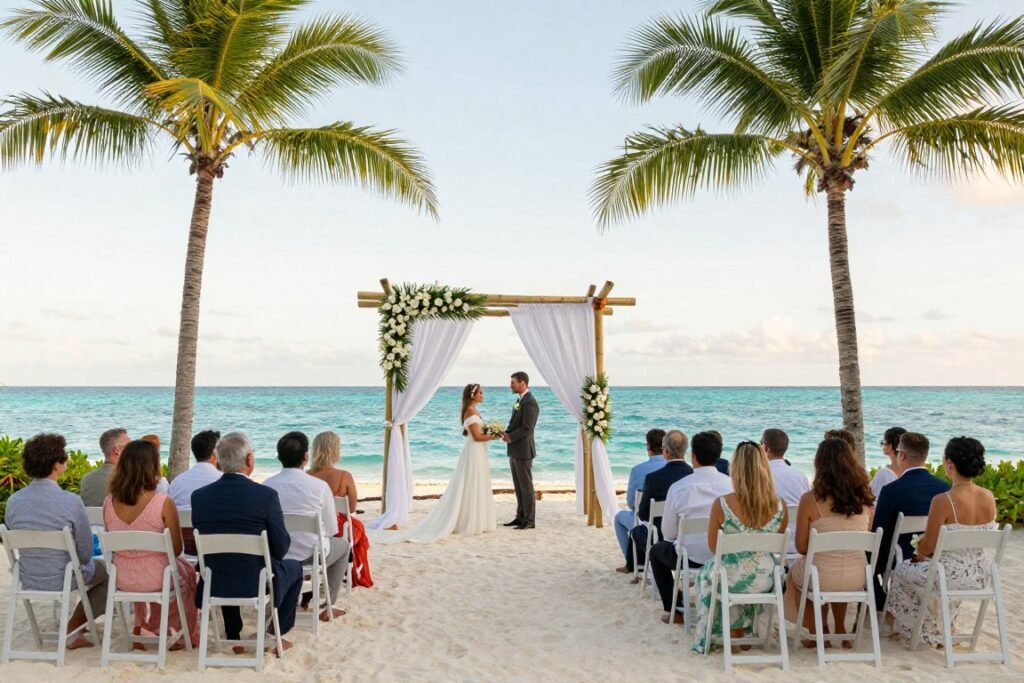 tropical beach destination micro wedding with ocean views
