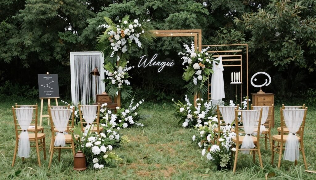 unique alternative wedding theme with unconventional decor