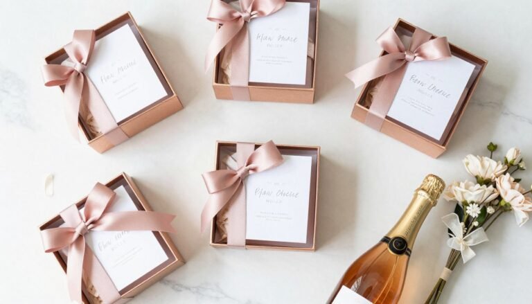 unique bridesmaid proposal gift boxes with personalized items and flowers