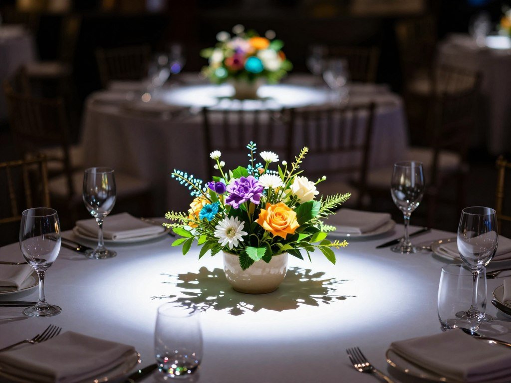 uplighting creating dramatic table atmosphere