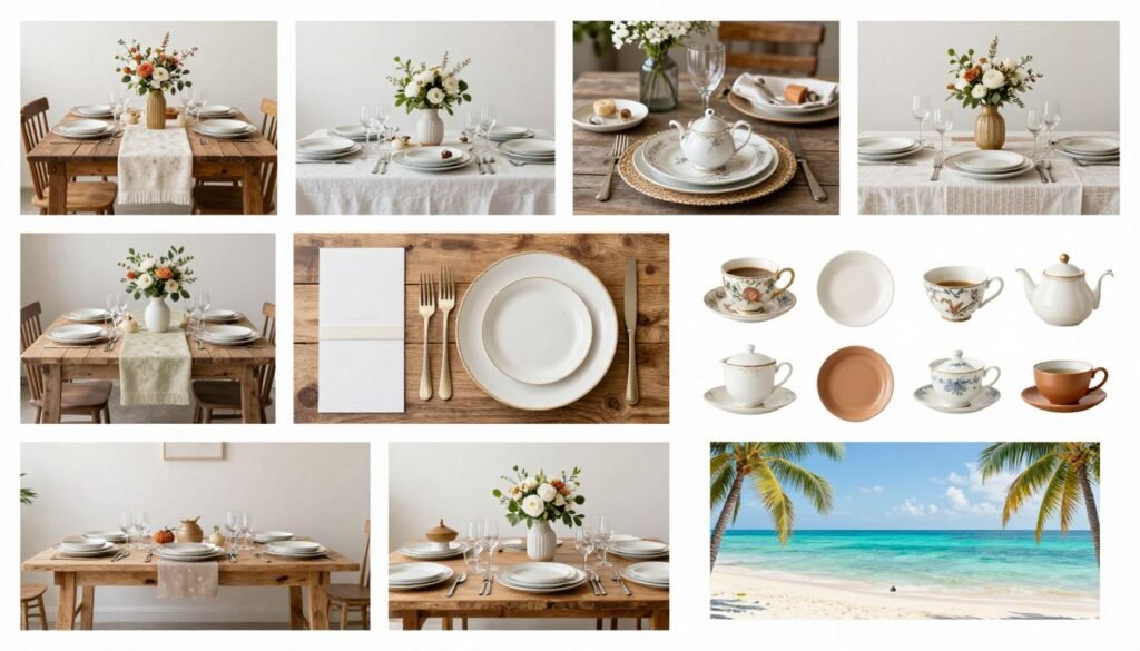 variety of themed table settings