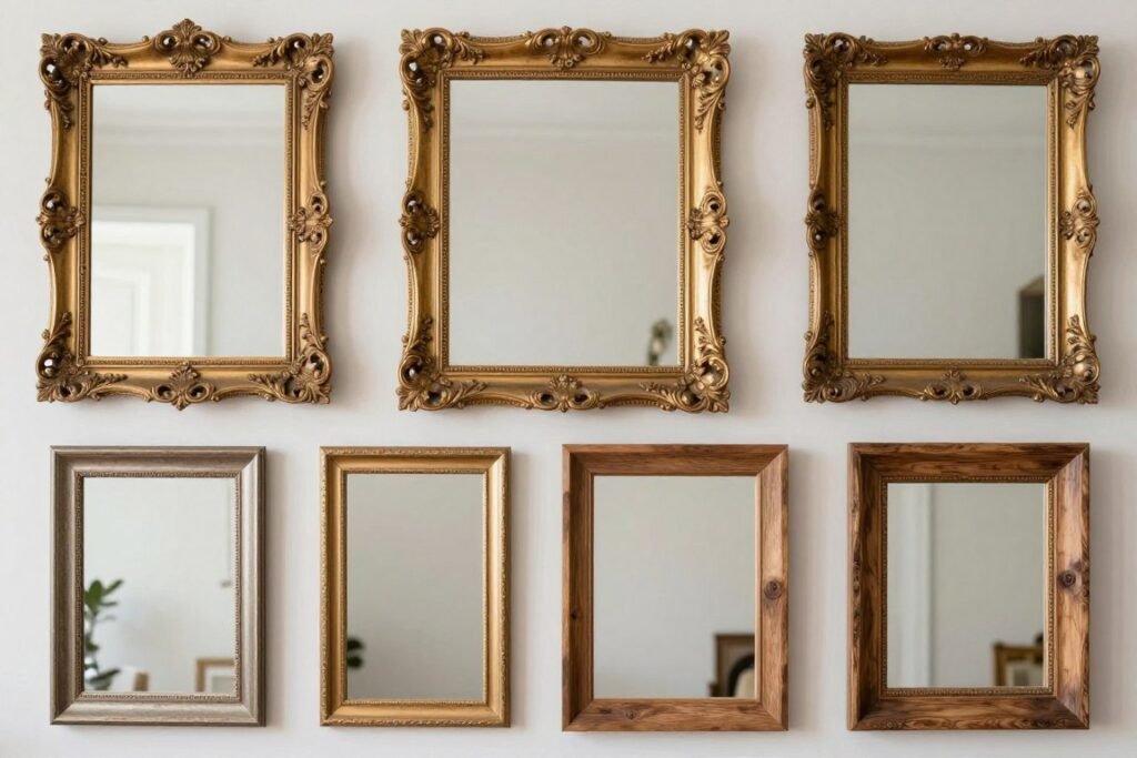 various wedding mirror frame styles and arrangements