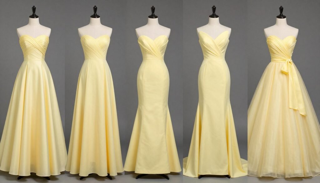 various yellow bridesmaid dress styles and silhouettes various yellow bridesmaid dress styles and silhouettes