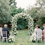 very small wedding ceremony setup with intimate decorations