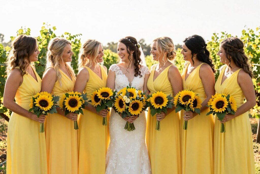 vibrant yellow bridesmaid dresses outdoor wedding vibrant yellow bridesmaid dresses outdoor wedding
