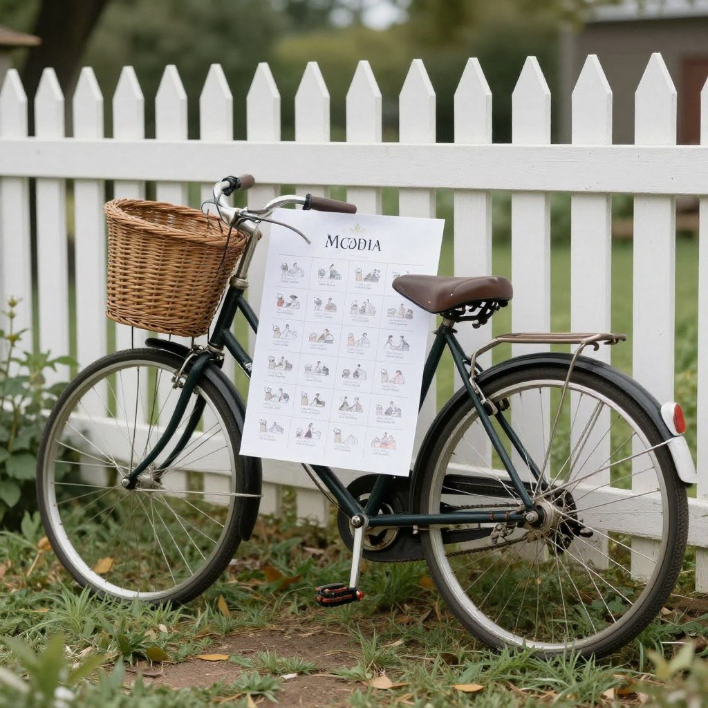 vintage bicycle with basket holding seating chart vintage bicycle with basket holding seating chart