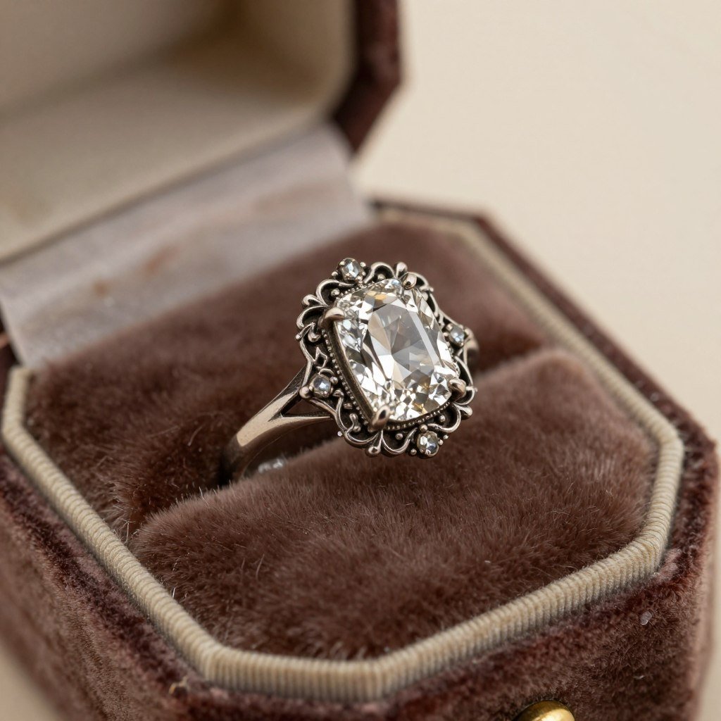 vintage family heirloom engagement ring with antique details