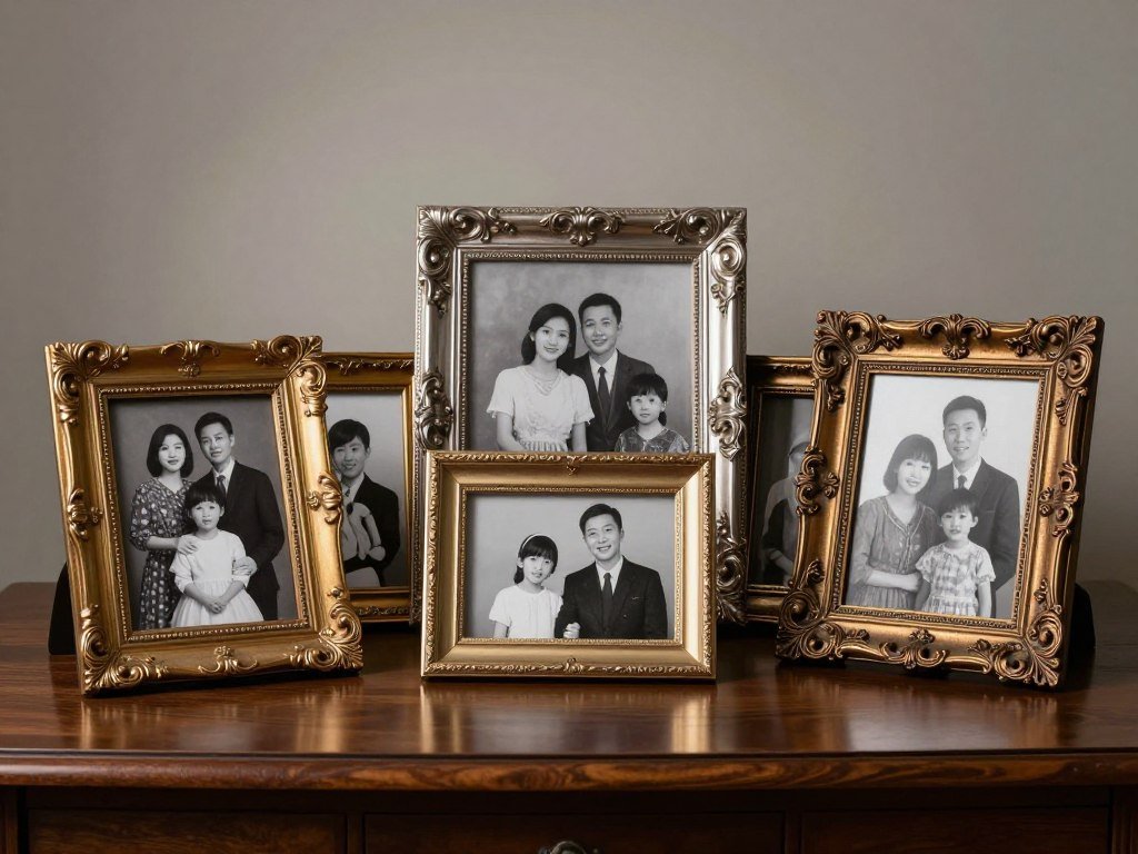 vintage frames with memorial photos