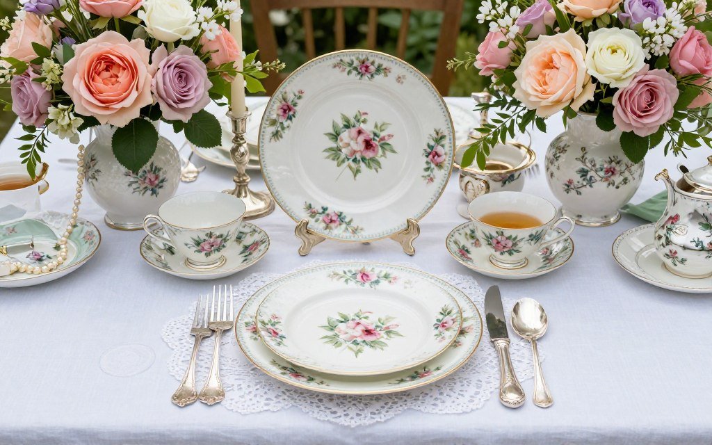 vintage garden party table setting