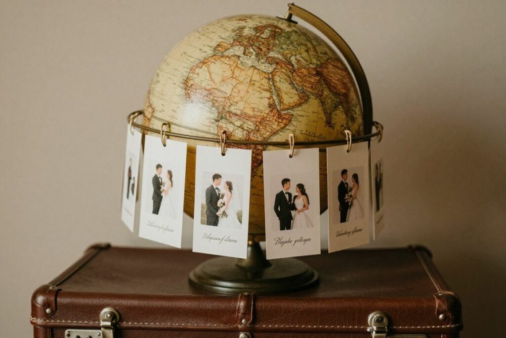vintage globe wedding seating chart display