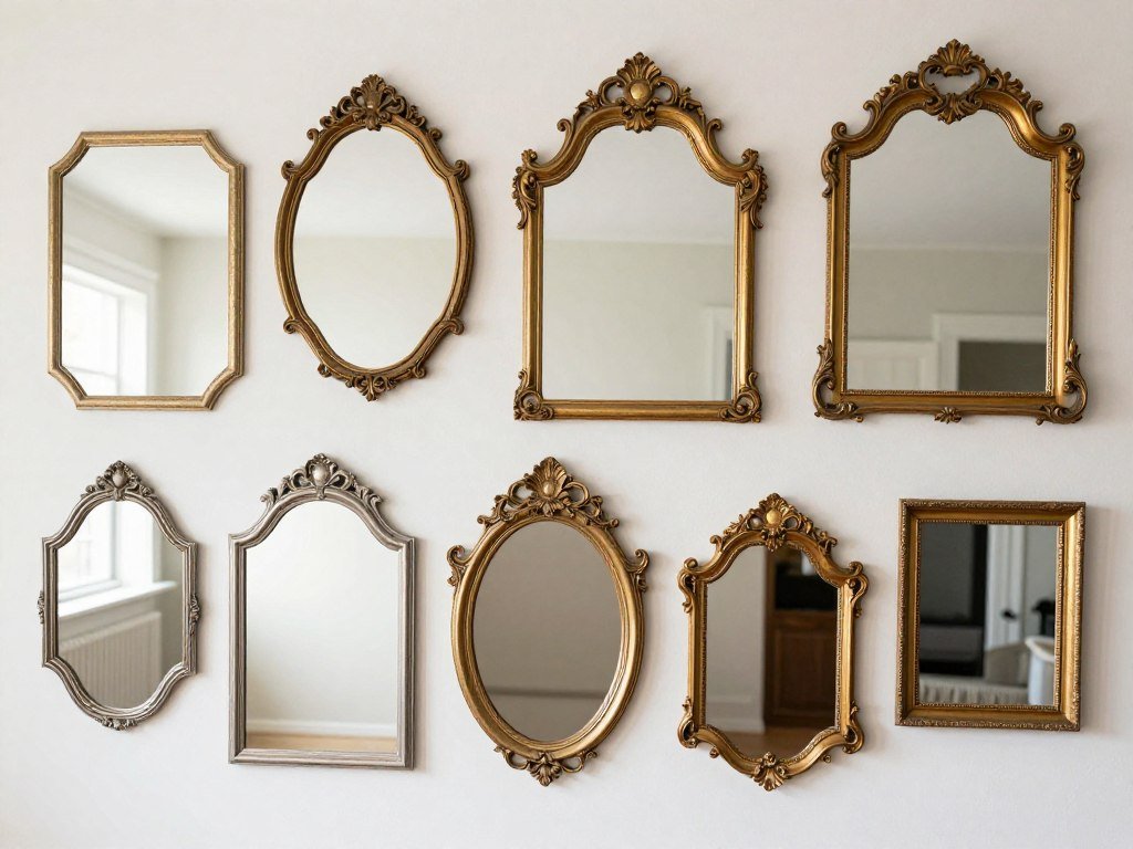 vintage mirrors prepared for wedding seating charts