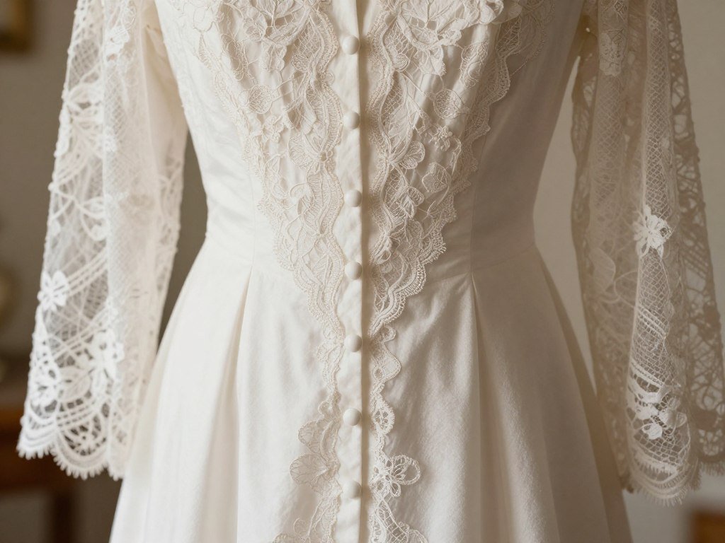 vintage wedding dress sleeve detail with buttons