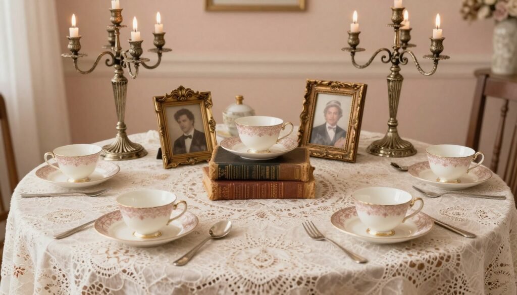 vintage wedding theme with antique elements and lace details