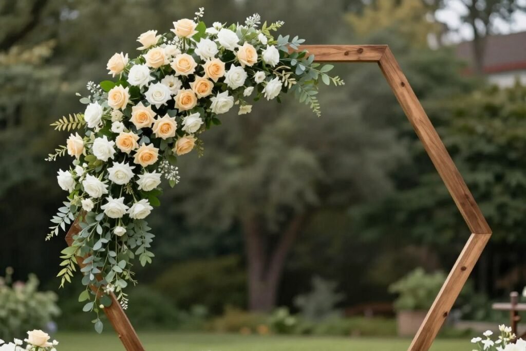 wedding altar ideas with asymmetrical floral design