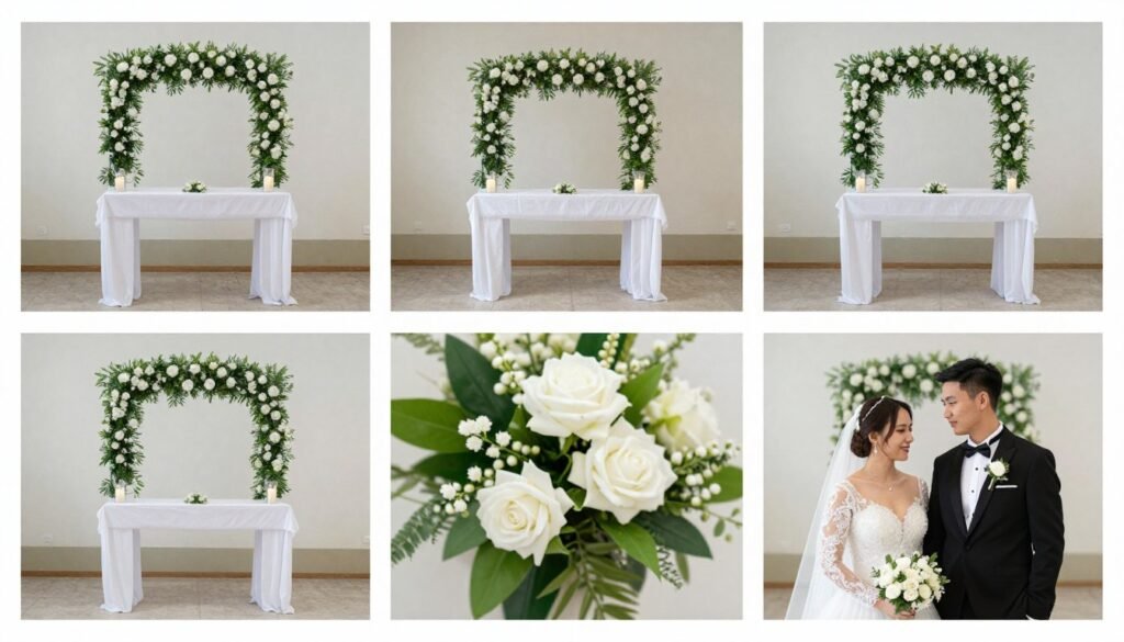 wedding altar photographed from multiple angles showing versatility
