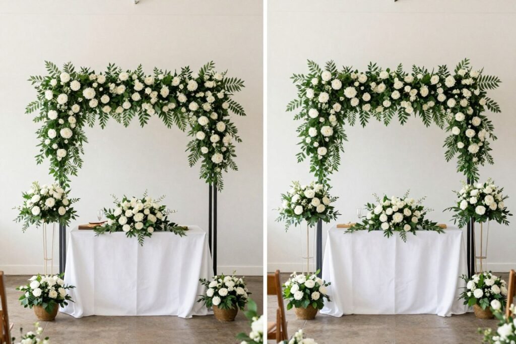 wedding altar transition to reception design