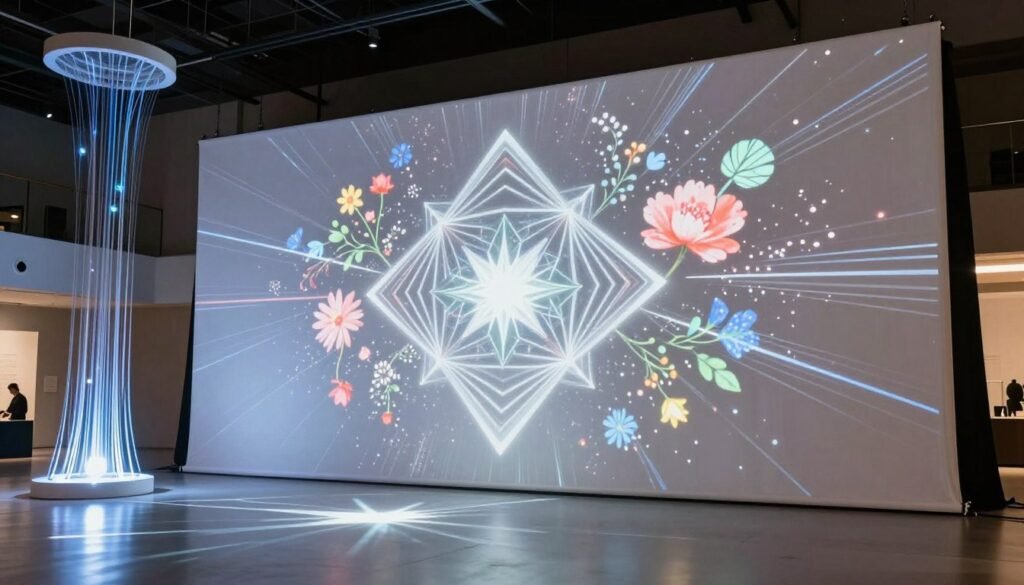 wedding altar with projection mapping and light art