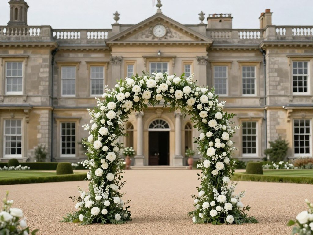 wedding arch complementing venue architecture
