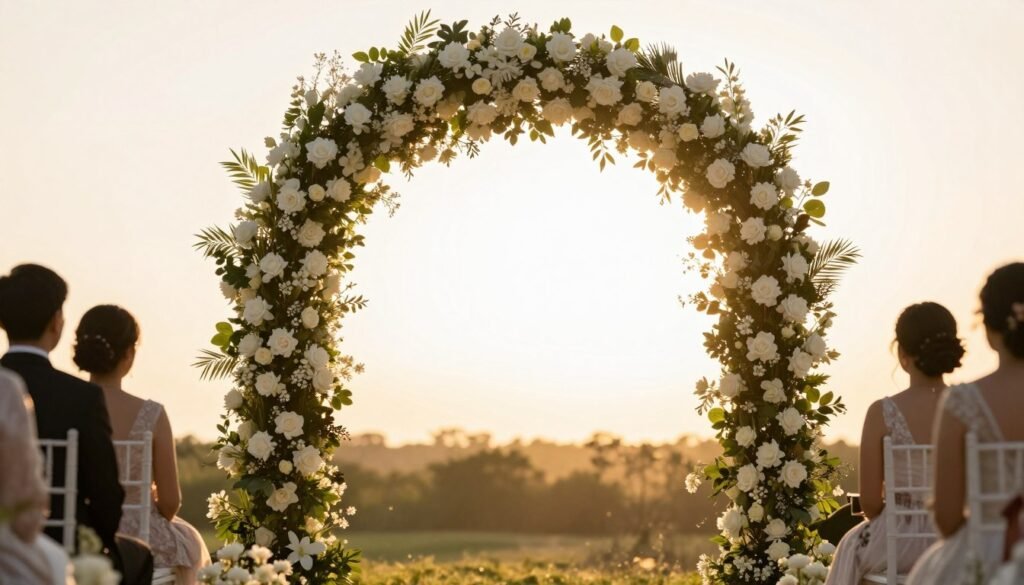 wedding arch with perfect lighting for photography