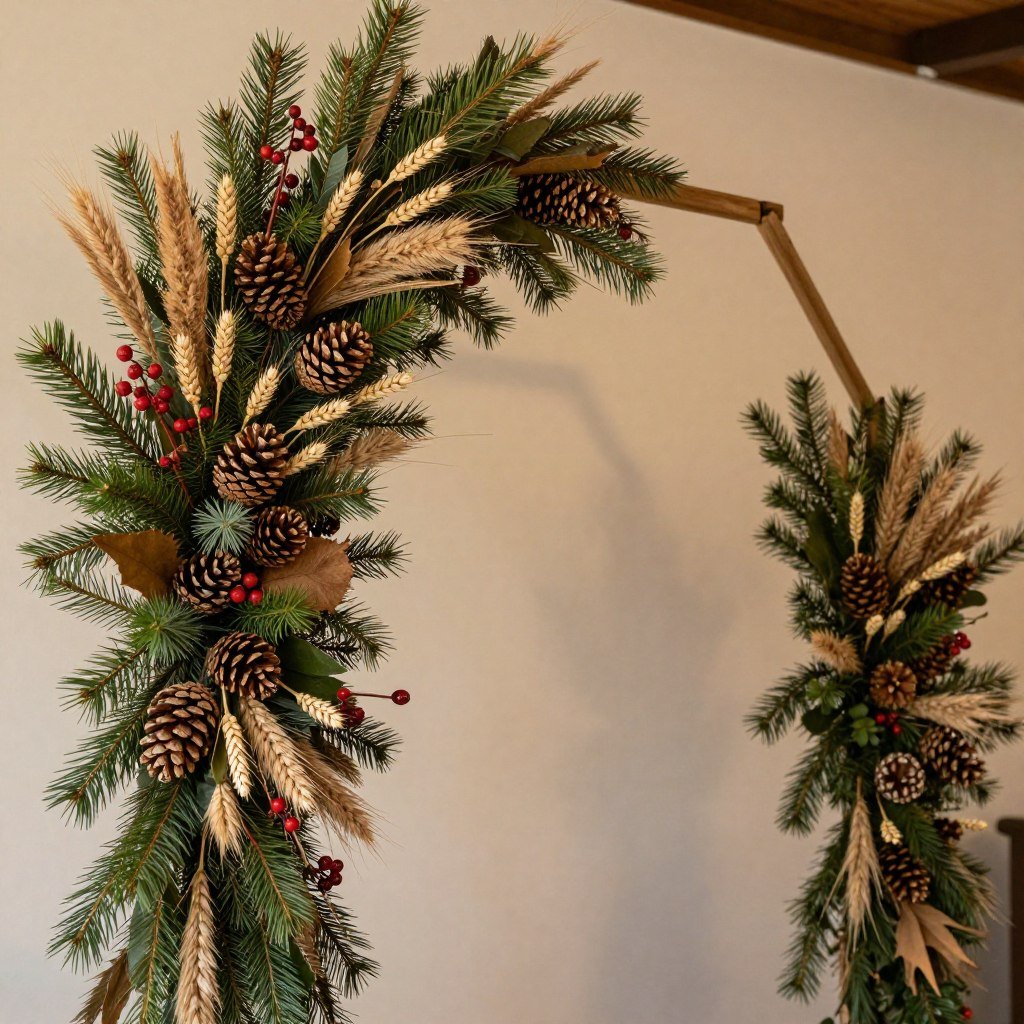 wedding arch with seasonal decorative elements