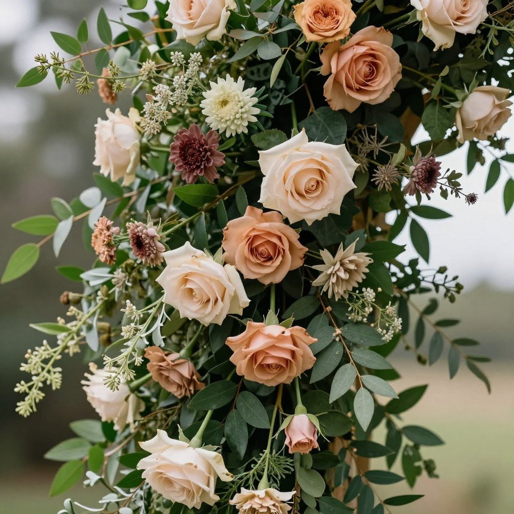 wedding arch with seasonal flowers
