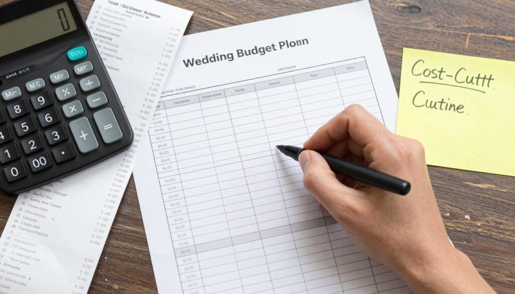 wedding budget planning with calculator and receipts wedding budget planning with calculator and receipts
